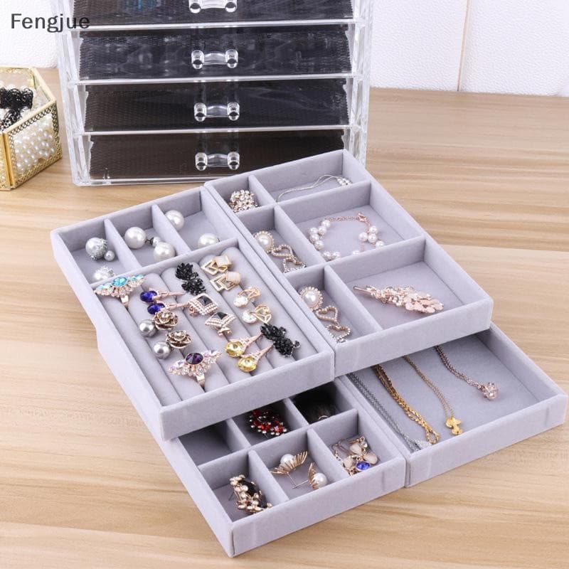 Fengjue Veludo Jóias Display Titular Neckalce Pulseira Brinco Organizador De Armazenamento BR