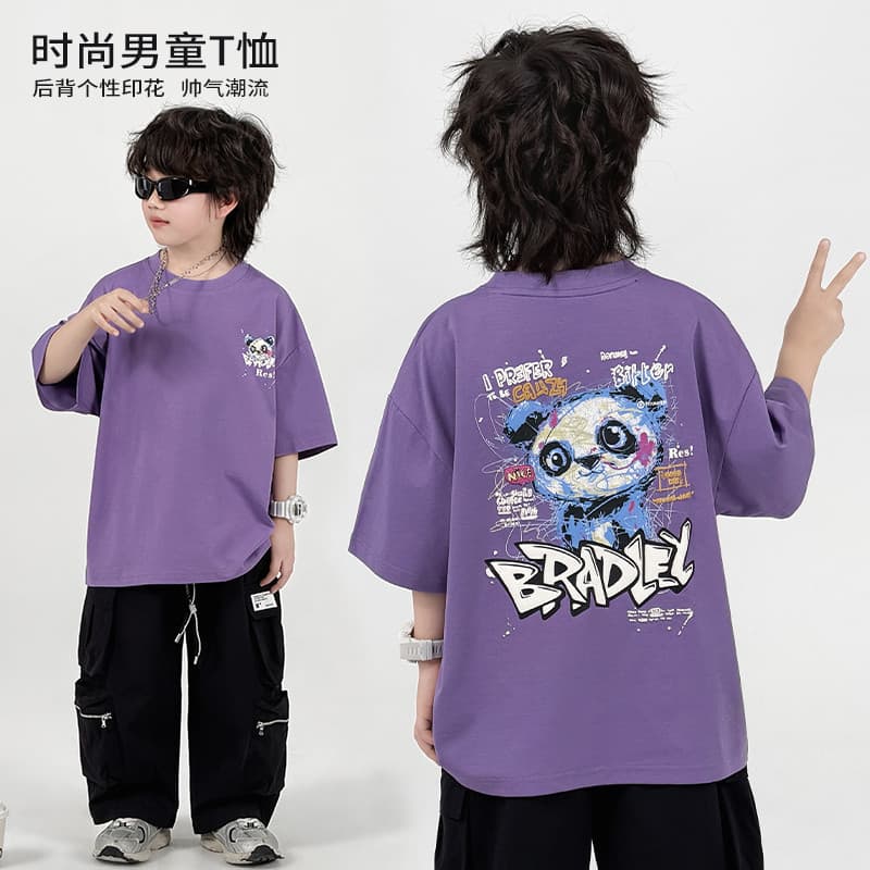 Camiseta masculina da moda de trabalho médio Casual estampada manga curta * 43579