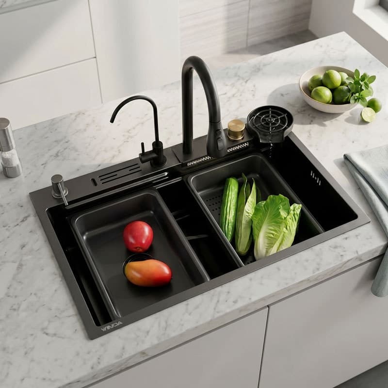 Cuba Gourmet 75x45CM Inox 304 com Torneira Retrátil Quente e Frio e Porta Facas