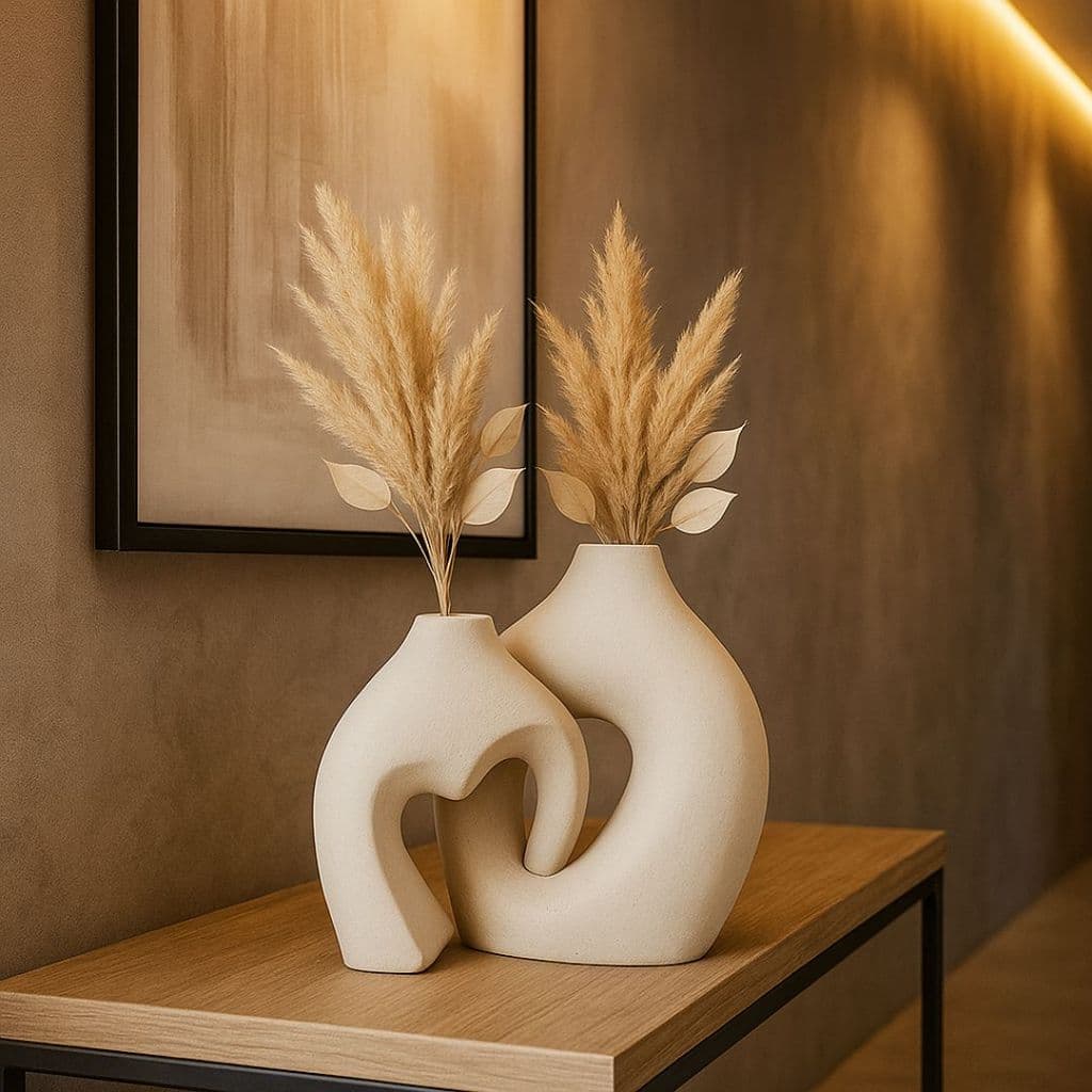 Dupla de Vasos Branco e Marfim Estilo Coração Moderno Love Duo