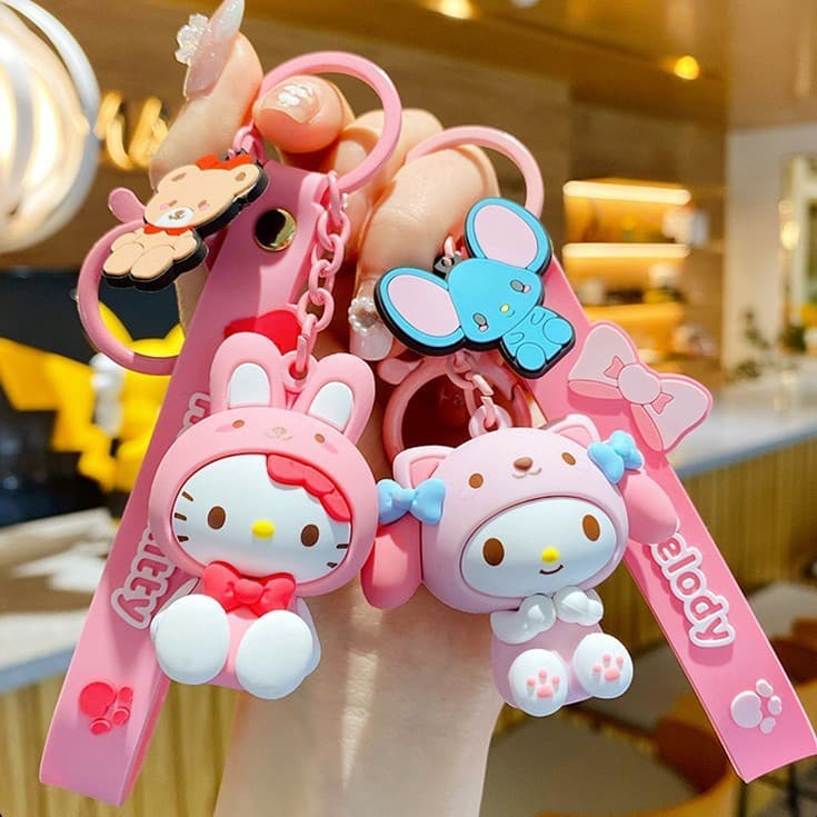 Sanrio Cartoon Hello Kitty chaveiro melodia Kuromi pudim cão boneca mochila pingente presente das crianças