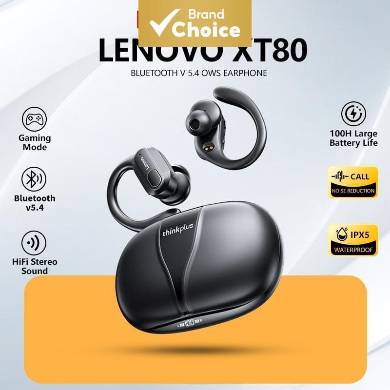 Fones de Ouvido Lenovo XT80 – Fones Esportivos Bluetooth 5.3 TWS à Prova d’Água, HiFi, com Microfone Cancelador de