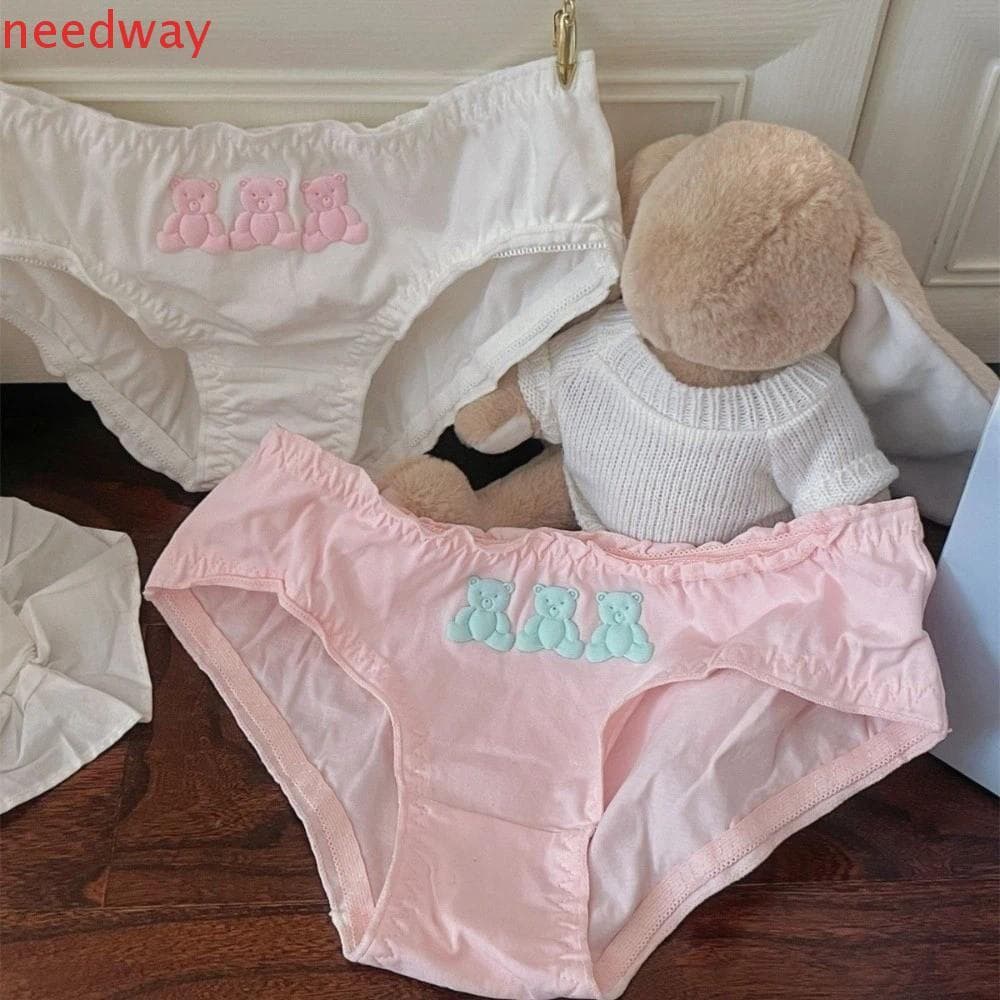 NEEDWAYB Calcinha De 3 Ursos , Cuecas Com Babados Lolita De Desenho Animado , Algodão Doce Confortável Kawaii Para Menin