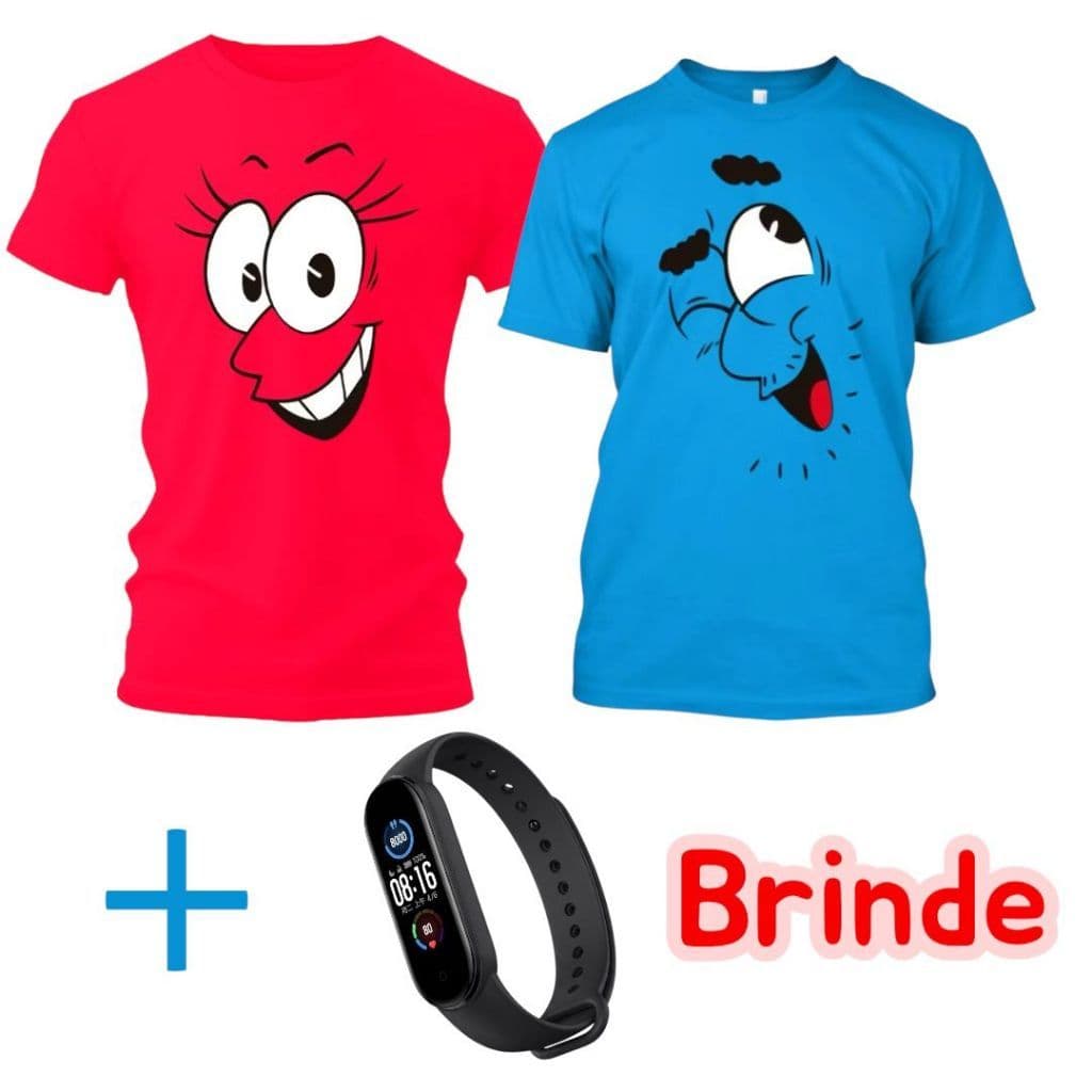 Kit 2 Camisetas Gabriel e Shirley + Brinde Relogio Digital Blusa Camisa 100% Algodão Envio imediato