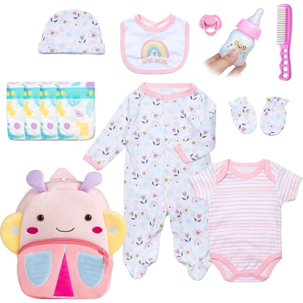 13 Peças de Roupas para Bonecas Reborn, Conjunto de Acessórios com Tema de Arco-Íris e Flores para Bonecas de 17-22 Pole