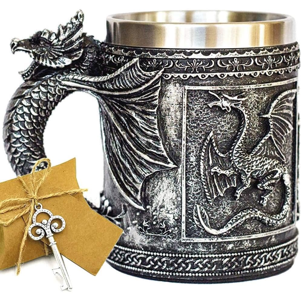 Caneca Medieval GOT Dragão D&D Game da Guerra dos Tronos, Caneca de Cerveja Viking, Caneca de Café em Aço Inoxidável, Pr