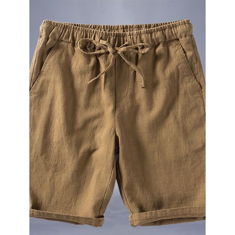 Shorts de linho de verão masculino estilo chinês calças de praia retas soltas casuais All-Match fino algodão linho calça