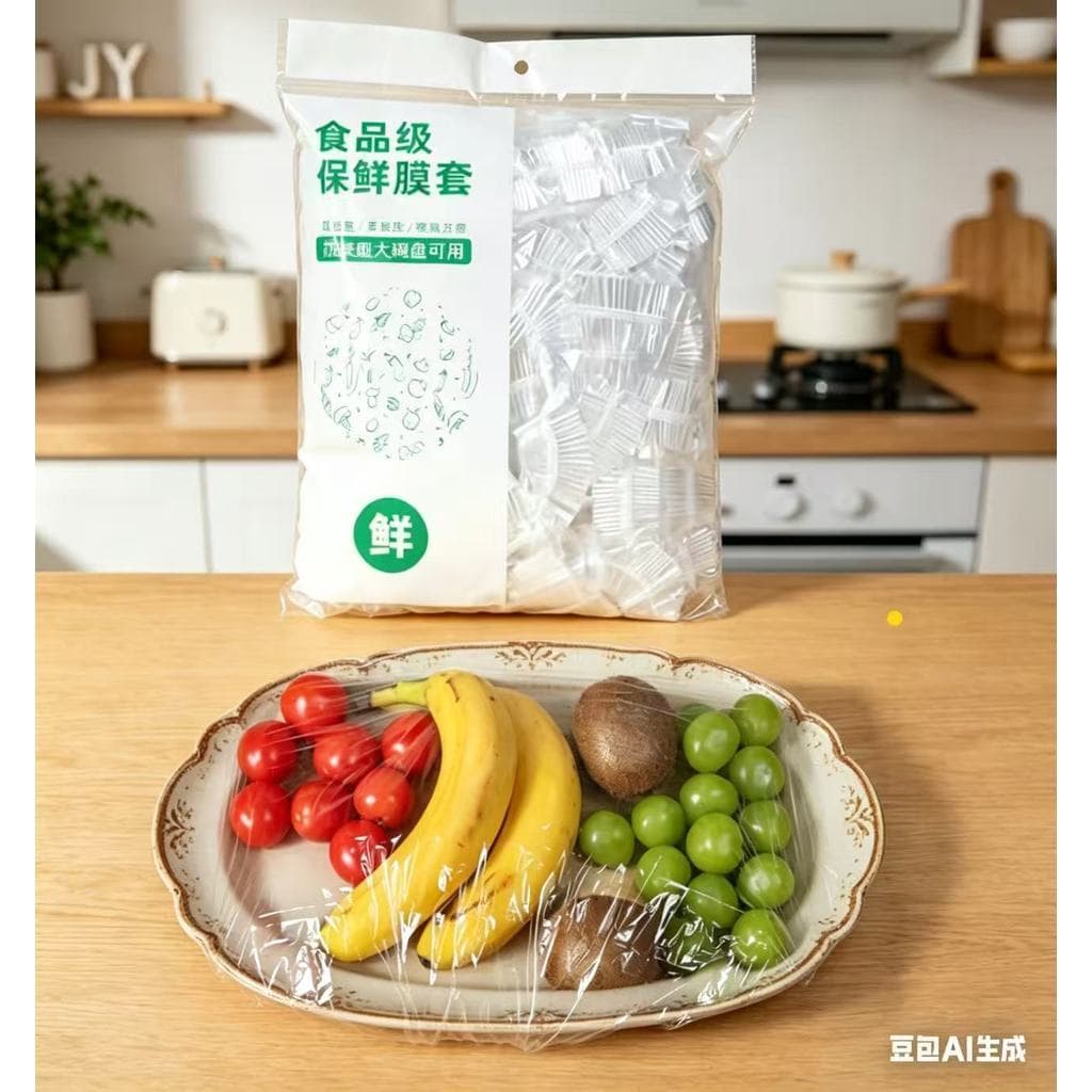 Tampas De Plástico Descartável Para Alimento Toucas Descartáveis Cozinha Multiuso KIT 100/200/300 H-17