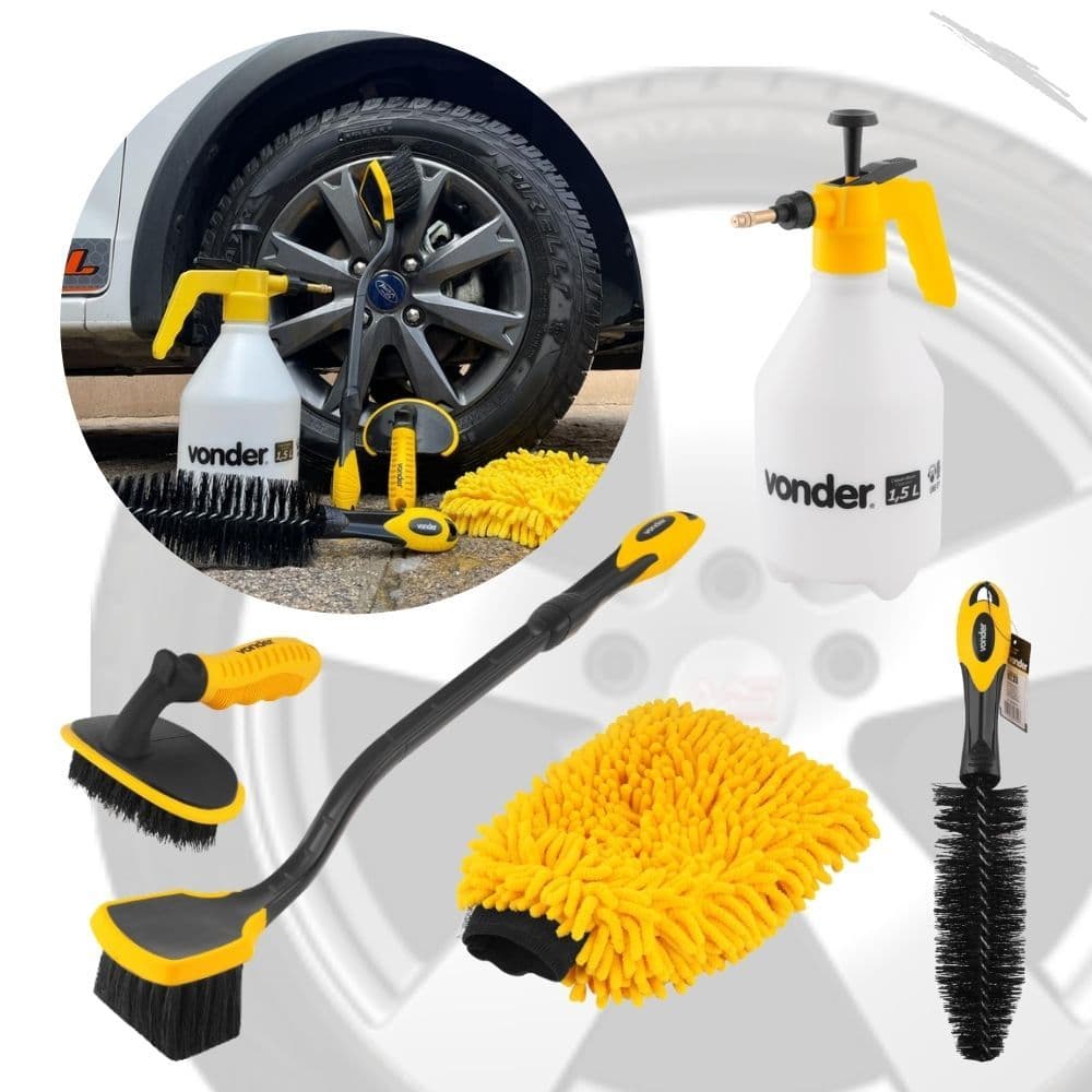 Kit De para Limpeza automotivel Profissional de Automovel Com Escovas e borrifador de água luva micr