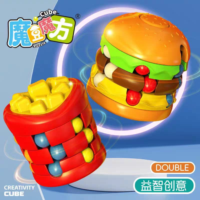 Novo hambúrguer batatas fritas Manual criativo cérebro mudança superior feijão mágico cubo rubik lógica espaço brinquedo