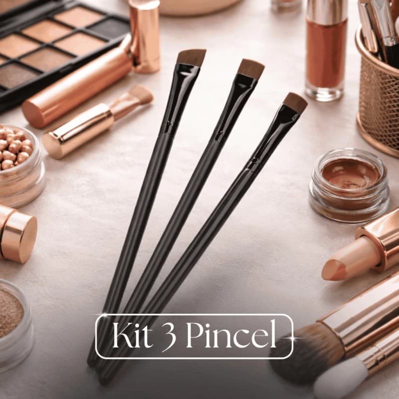 Kit 3 Pincel Chanfrado Profissional Design Sobrancelha Henna（saco de armazenamento）