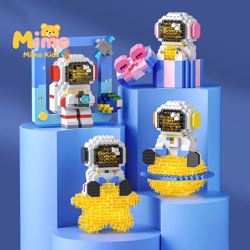 Astronauta Boneca Dos Desenhos Animados Bloco De Construção Tijolos Brinquedo Montagem Partícula Crianças Desenvolviment