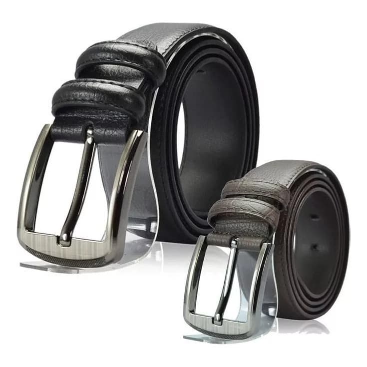 Kit 2 Cintos Largo Masculino Em Couro Com Cor Preto Tamanho 110/120/130