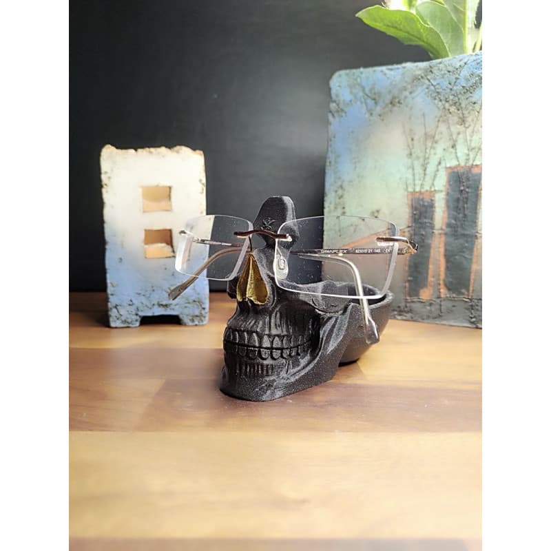 Porta óculos - suporte em forma de caveira com tijela de organização crânio de esqueleto decoração