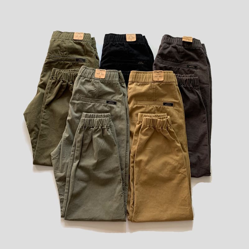 Calças Jogger Retro cáqui pesado engrossado puro algodão lavado tornozelo-fechamento calças casuais calças de fechamento