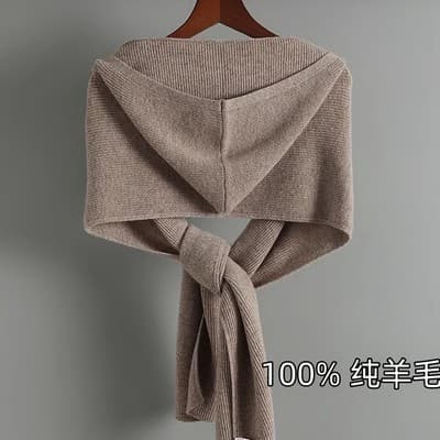 Outono inverno lã malha chapéu cachecol de uma peça feminino exterior quente pescoço proteção ombro Cashmere xale cachec