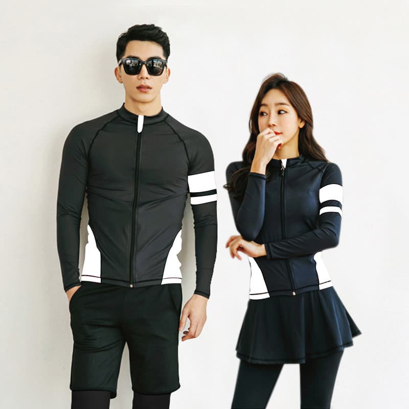 Coreano coreano terno de mergulho das mulheres dos homens de manga comprida casal pai-filho usar maiô terno protetor sol