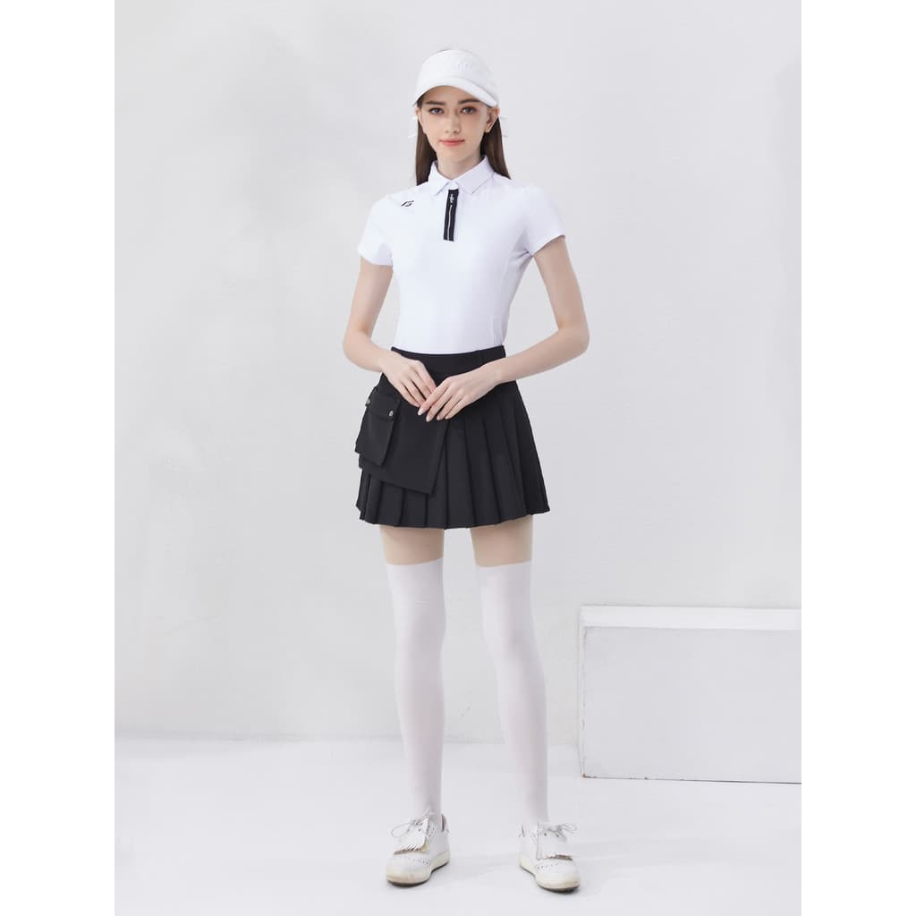 Verão tênis de golfe de manga curta saia feminina terno de Badminton feminino fino-ajuste golfe feminino topo saia pliss