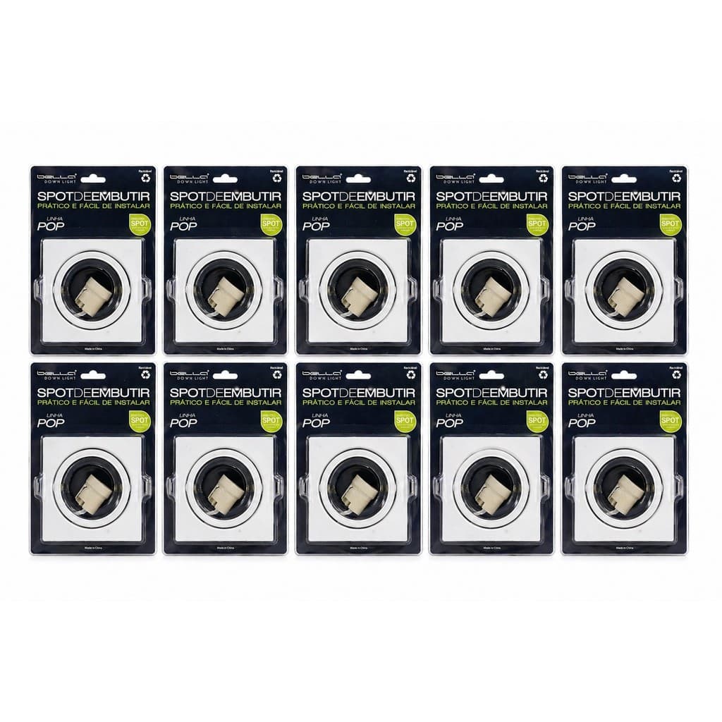 kIT 10 Spot Embutir Quadrado Direcionavel Rente Pop Par30 Bella