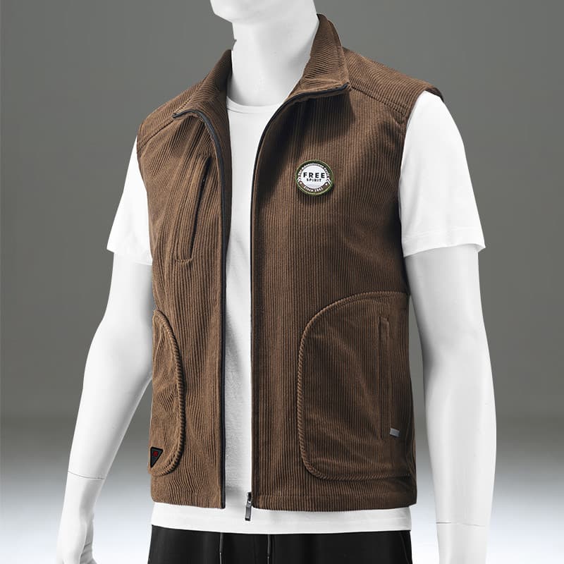 Primavera outono colete novo estilo 2025 na moda gola alta veludo colete jaqueta solta Casual All-Match colete masculino