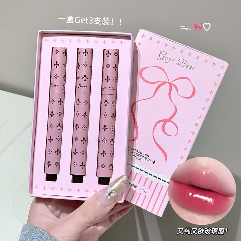 Gegebear condensado transparente sólido brilho labial não é fácil de desbotar rosto liso luz maquiagem batom cor Nude br