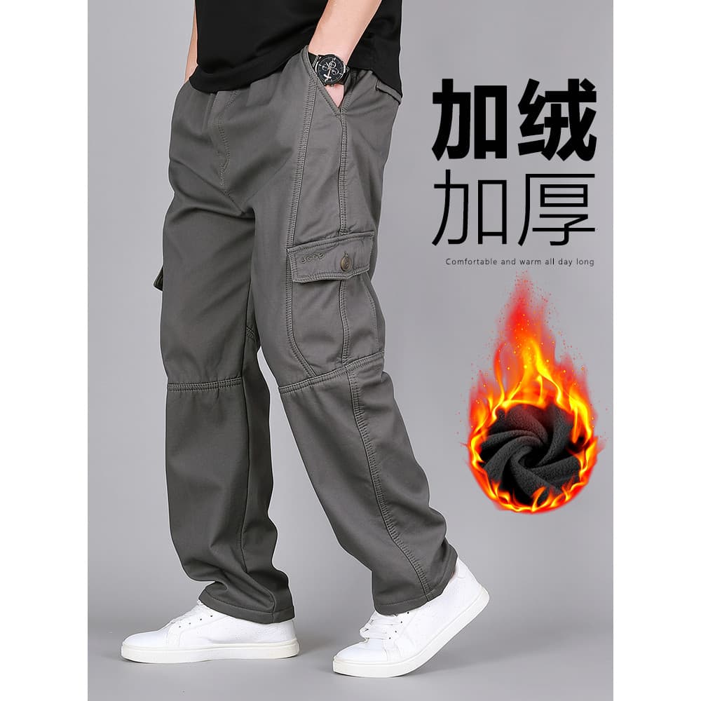 2025 novo estilo inverno forro de lã quente novo produto macacão solto pequenas calças compridas calças masculinas até o