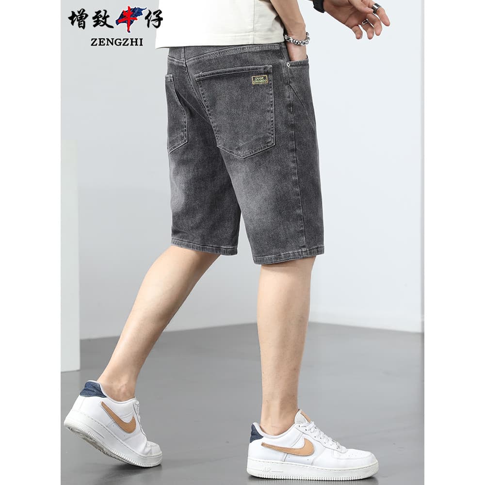 Aumentou Shorts jeans masculino 2026 verão solto em linha reta calças casuais calças médias seda gelo estilo fino calças