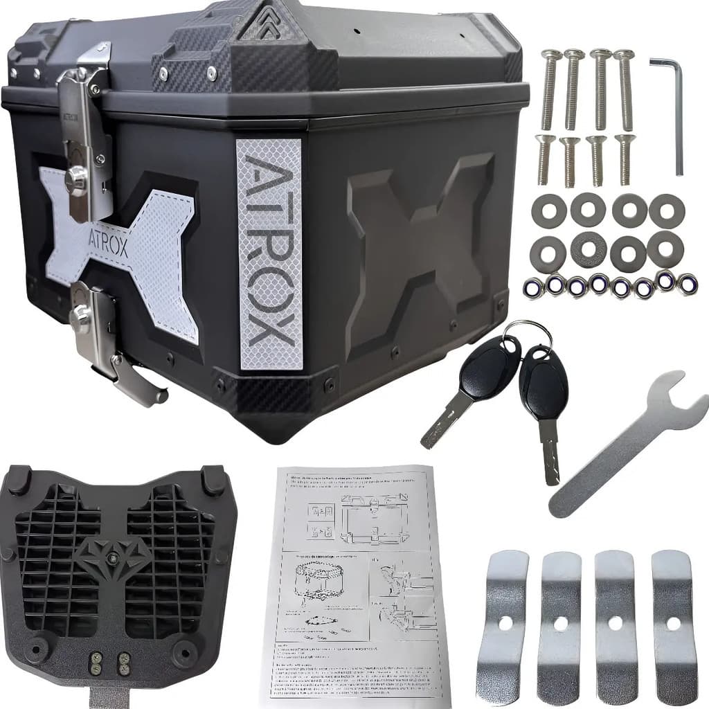 Bauleto Atrox Preto 38l Fast Anti Furto Universal Traseiro 2 Fechaduras
