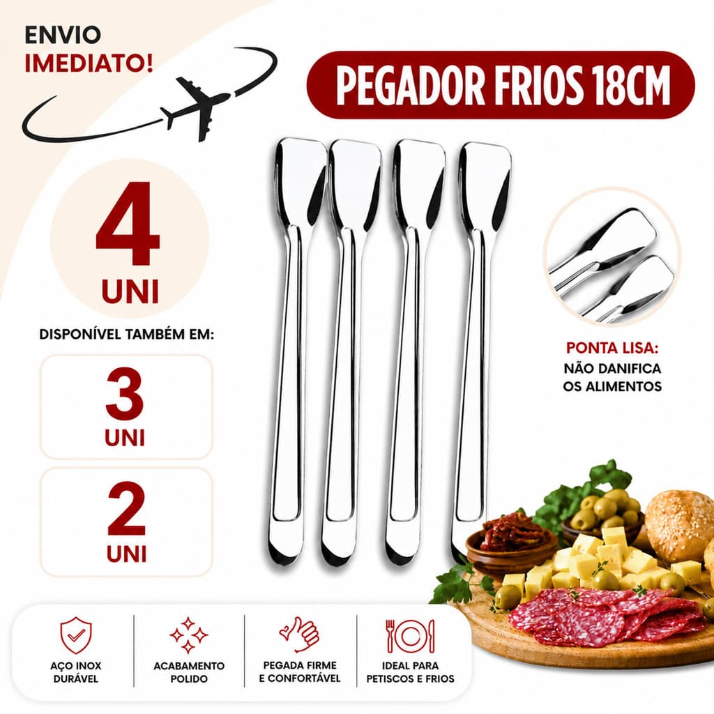 Pegador de Frios Inox 18cm Kit 2 3 4 Und Petisco Queijo Presunto Cozinha Buffet * Envio Imediato *