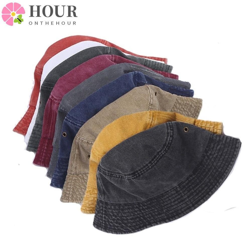 Bonés De Pescador HOUR , Chapéu Balde Casual De Hip Hop , Moda Jeans Lavado À Prova De Vento Verão Chapéus Panamá Ao Ar