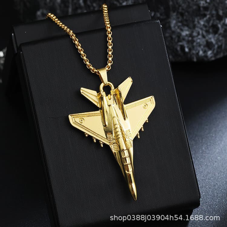 Colar com Pingente de Avião Criativo com Personalidade Hip-Hop para Homens, Exposição de Aviação, Pequeno Presente da Ja
