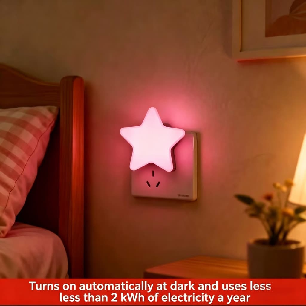 Luz Noturna De Estrela Romântica Rosa , De Atmosfera De Casal Cabeceira , Lâmpada De Indução Inteligente LED Colorida .