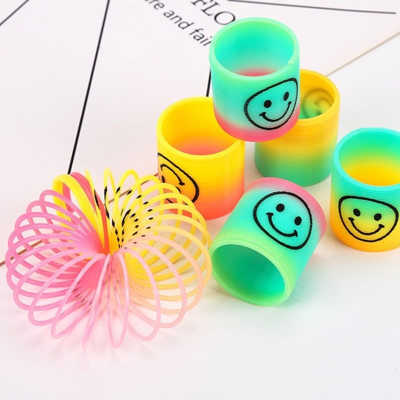 Kit 12 Anel Elástico Mola Maluca Plástico Gradiente De Arco-Íris Brinquedos De Barraca De Rua