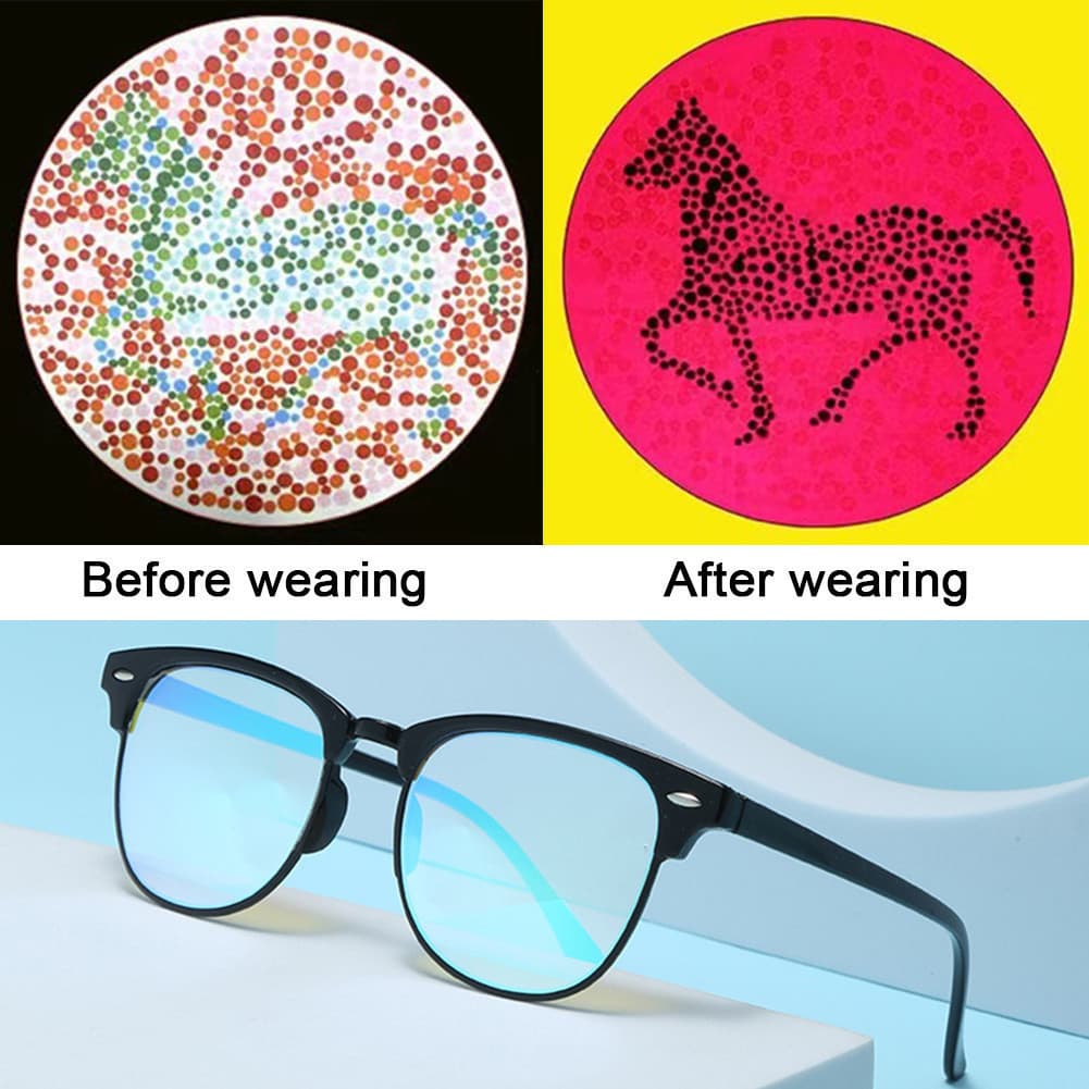 Óculos 1 Peça Para Pessoas Com Daltonismo De Colorblindness Vermelho-Verde Cor Meia Lentes De Revestimento De Duas Faces