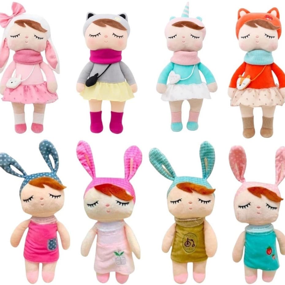 Boneca De Pano Angela Bichos Unicórnio Raposa Coelha Gatinha Pelúcia Bebê