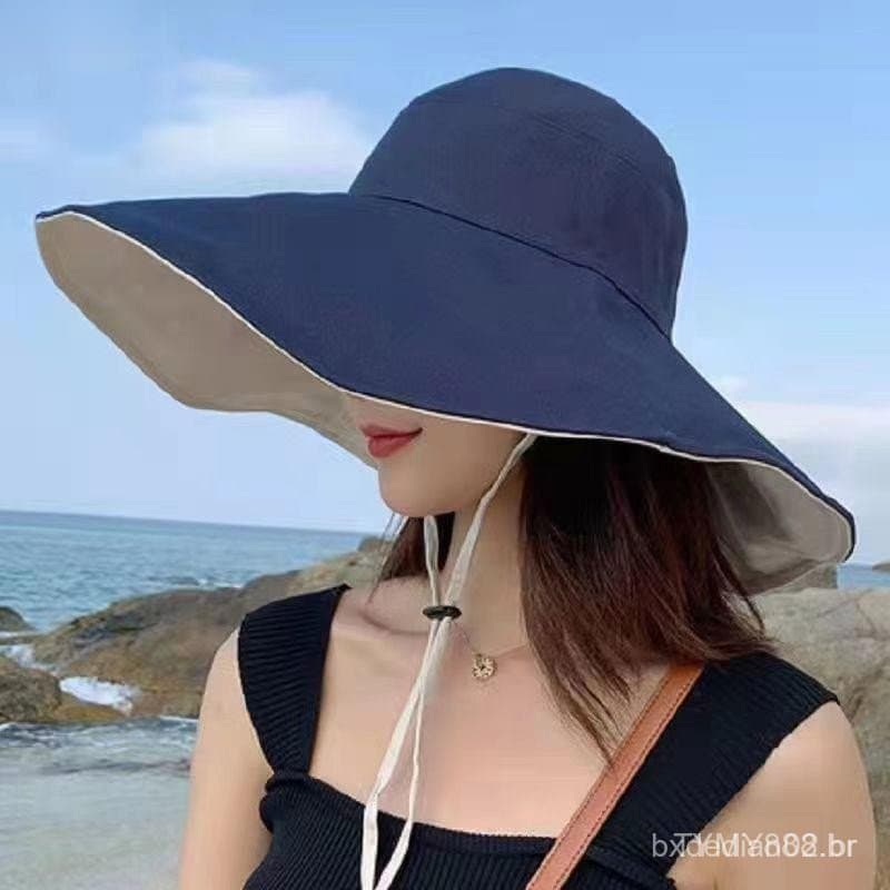 Chapéu Feminino de Aba Larga para Proteção Solar, Proteção UV, Adequado para Caminhadas, Chapéu de Pescador, Dobrável, C