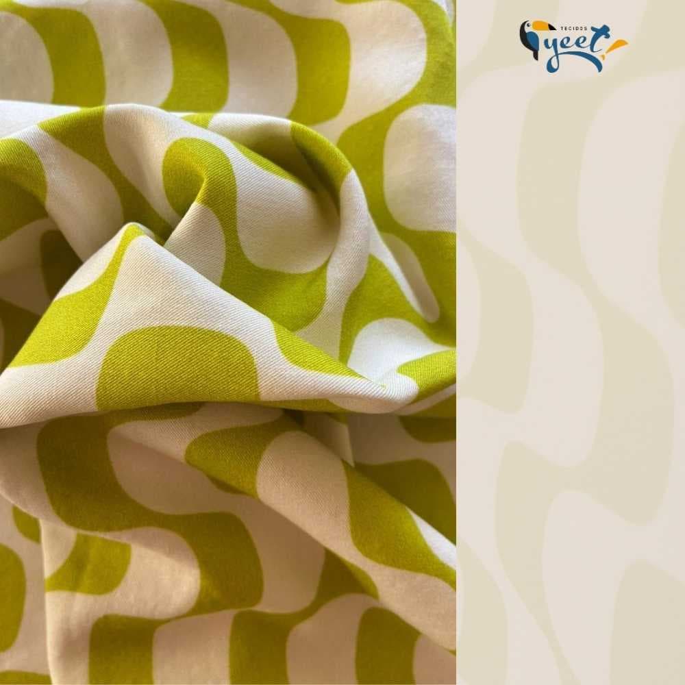 Copacabana Lime -Tecido Estampado Digital - Largura 1,40 m -  95% Viscose 5% Cânhamo