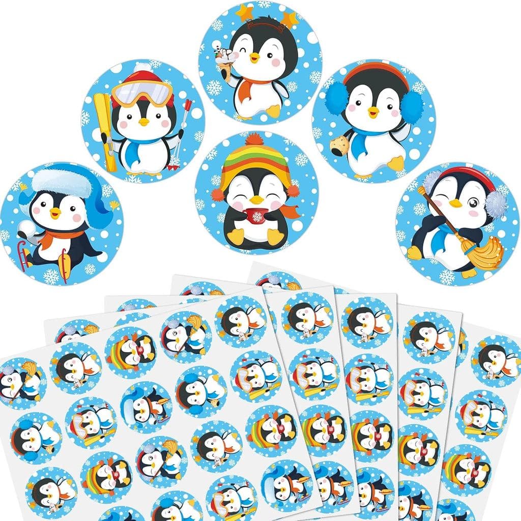 Chinco 600 Peças de Adesivos de Pinguins, Folhas de Adesivos de Pinguins de Inverno, Decalques para Sala de Aula, Selos