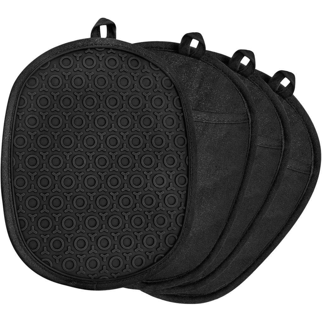 4 Pack Silicone Pot Holders for Kitchen Heat Resistant Large Hot Pads with Pocket, Non-Slip Hot Pads for Cooking, Baking