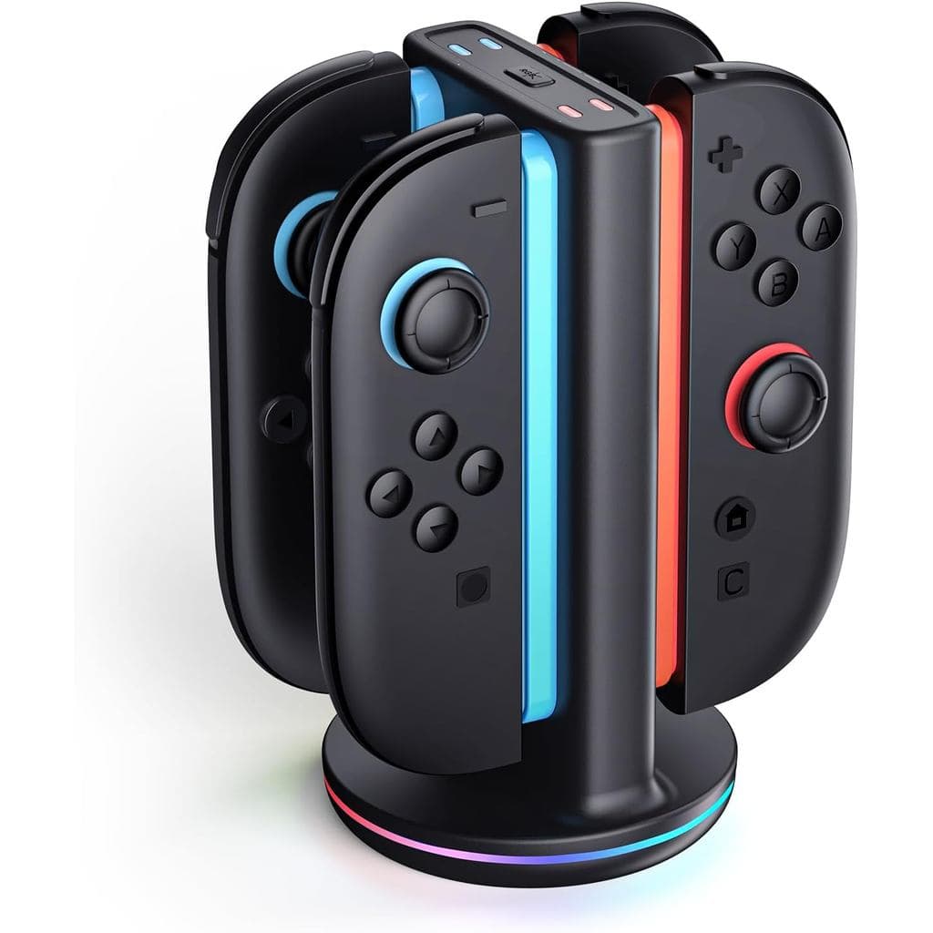 Base de Carregamento SUPCASE para Nintendo Switch 2 Joy Con, [Suporta Carregamento em Dois Lados] [9 Modos de Luz] Estaç