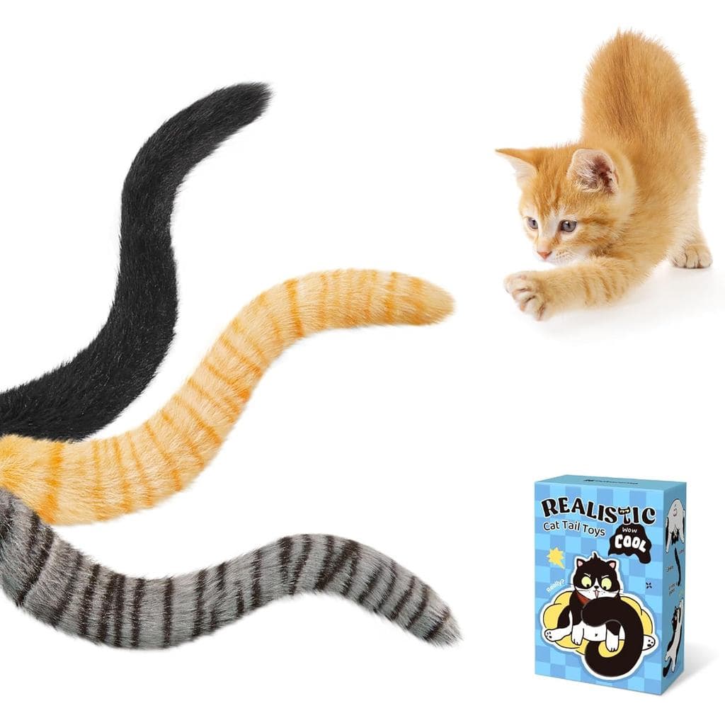 Brinquedos para Gatos Potaroma com Cauda Realista para Halloween, Pacote com 3, Macios e Duráveis, Som de Estalido com C