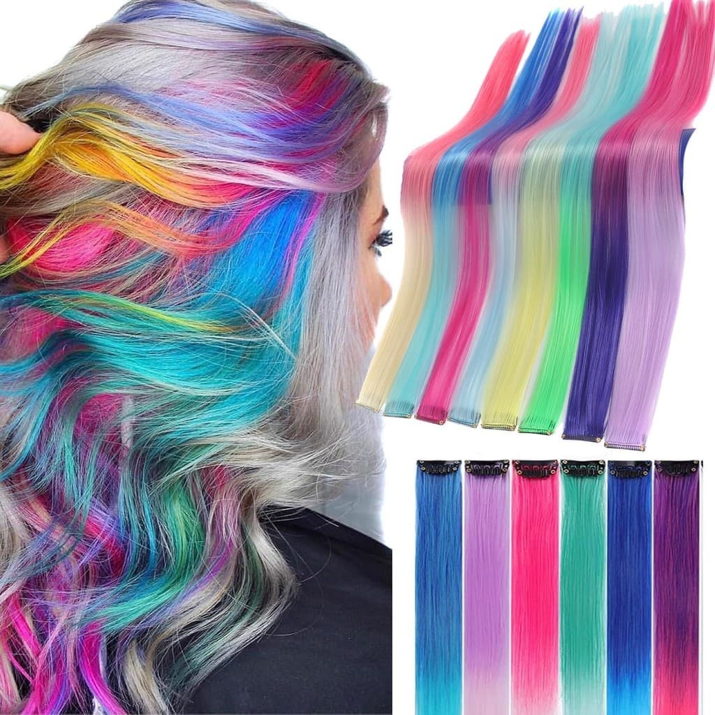 Mecha de Cabelo Colorida com Presilha Tic Tac Infantil e Adulto para Festa Junina