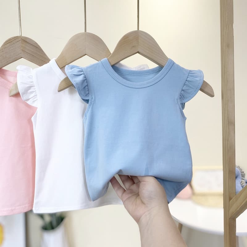 Feminino bebê verão moda fina sem mangas crianças puro algodão camiseta menina bebê camisa de fundo colete topo camiseta