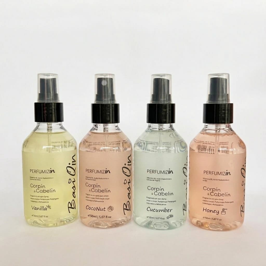 PROMOÇÃO Body Splash BasiQin Perfumizin 150ml Corpo e Cabelo | Hidratação Ác.Hialurônico | Vegano | Não testado