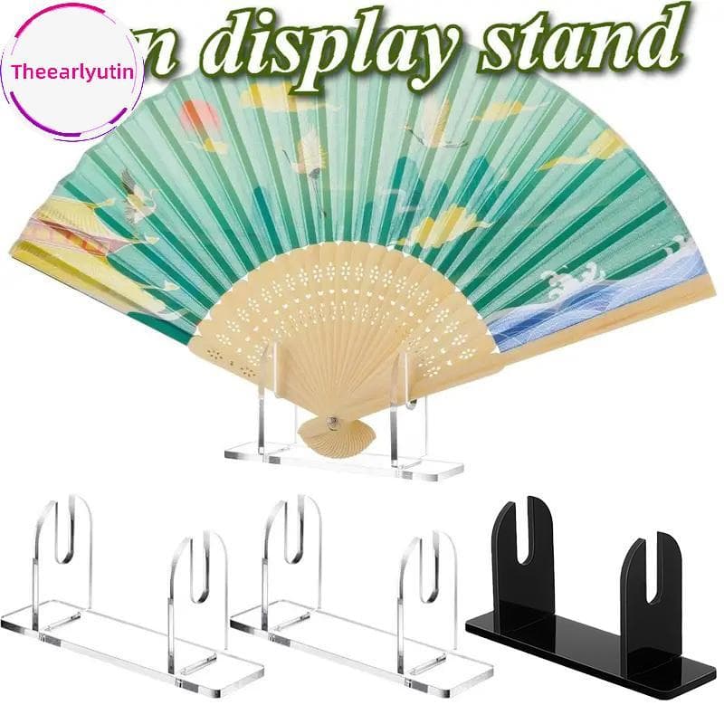 theearlyutin 1/2 Pçs Acrílico Ventilador Expositores Dobrável Suporte Organizador De Mesa Que Economiza Espaço Para Fãs