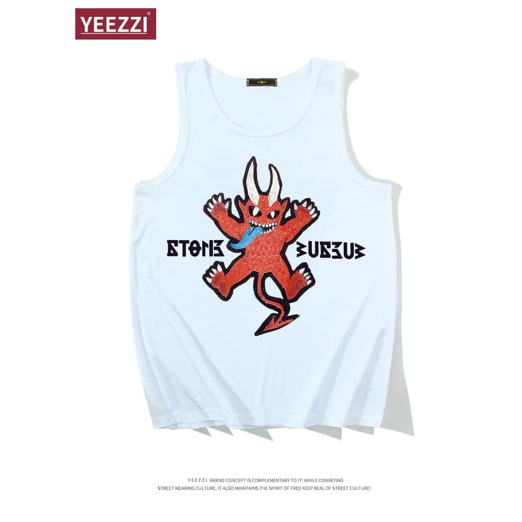 Colete americano de secagem rápida, camisa de malha, DEMON CANDY, Velcro, colete branco, corrida, Fitness, moderno