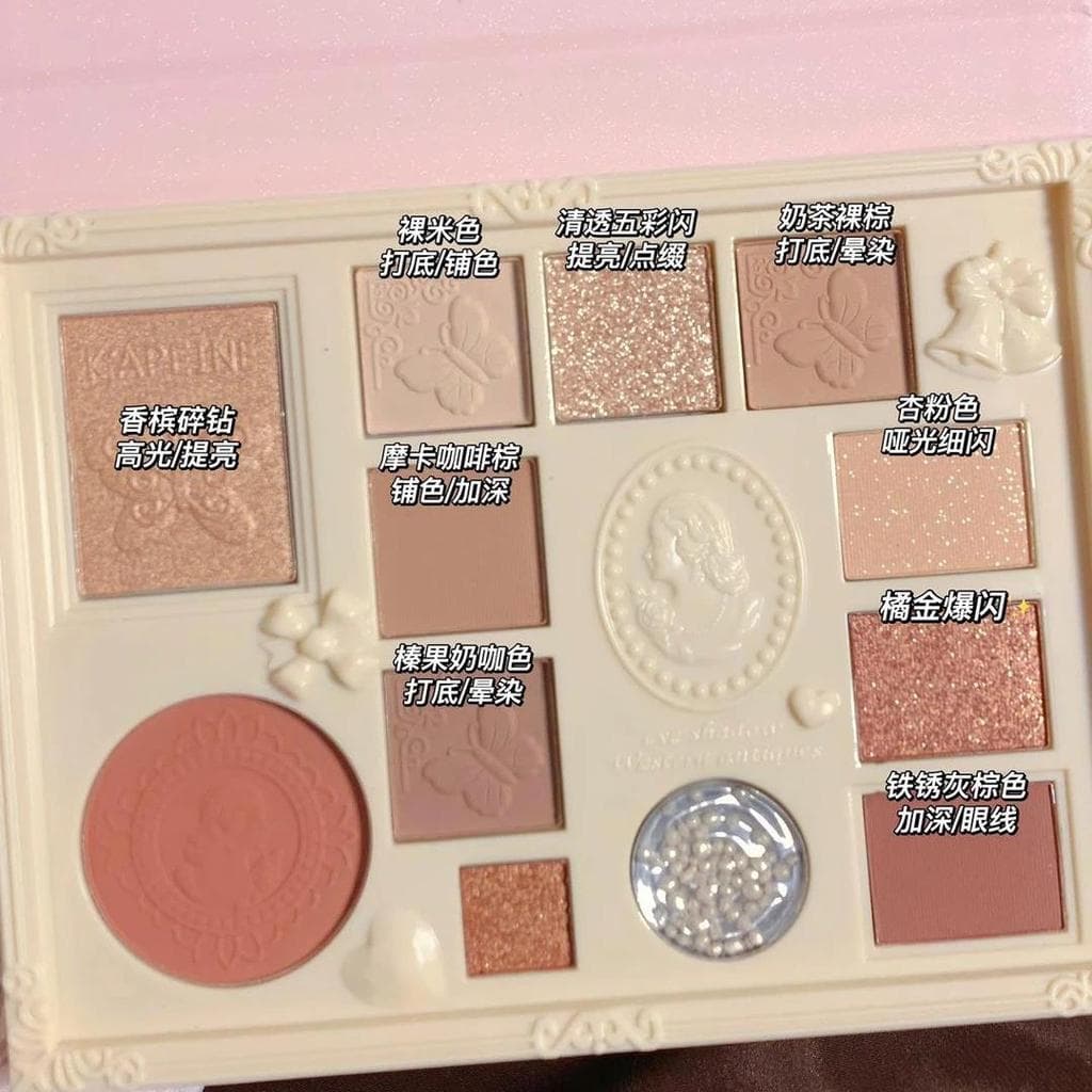 Capell paleta de sombras em relevo de doze cores feminino Retro renda alto brilho fosco lantejoulas Super Flash alta apa