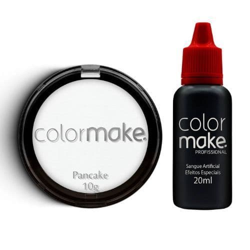 Kit Pintura Facial: 1 Sangue Artificial + 1 Pancake Branco - Colormake