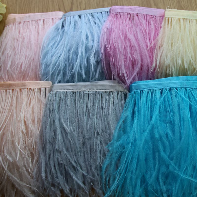36 cores diy artesanal pena avestruz pena pano tira envolto tecido borda pena saia acessórios de roupas 50cm