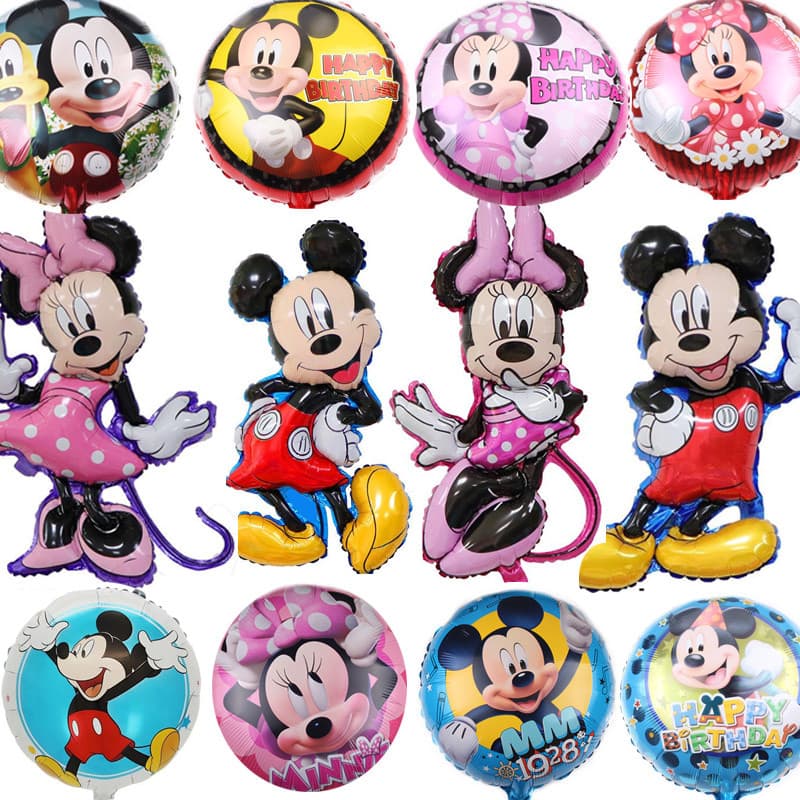 Kit Balões Foil Personagem Cartoon Estilo Mickey Minnie Decoração Festa Aniversário Infantil